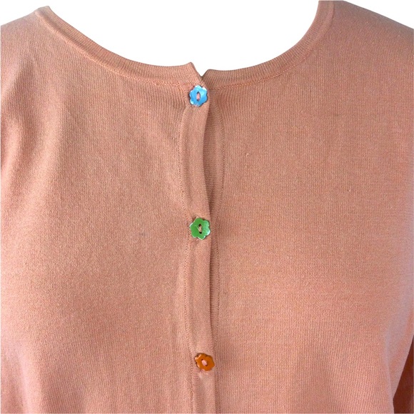 Spenser Jeremy Coral Silk Blend Cardigan Sweater, Large - Picture 3 of 6